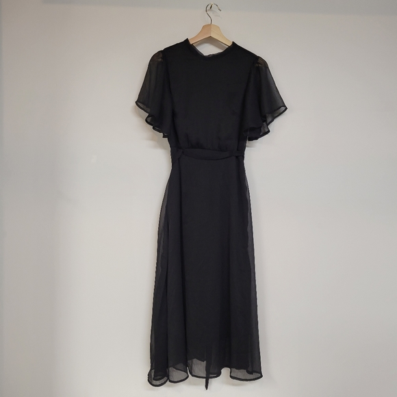 SHEIN Unity Mock-neckKnot Back Sheer Panel...Black Dress Sz Medium - Picture 4 of 11